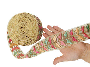 Sheer Gold Tissue Embroidered Trim, Decorative Trim, Trim By Yard